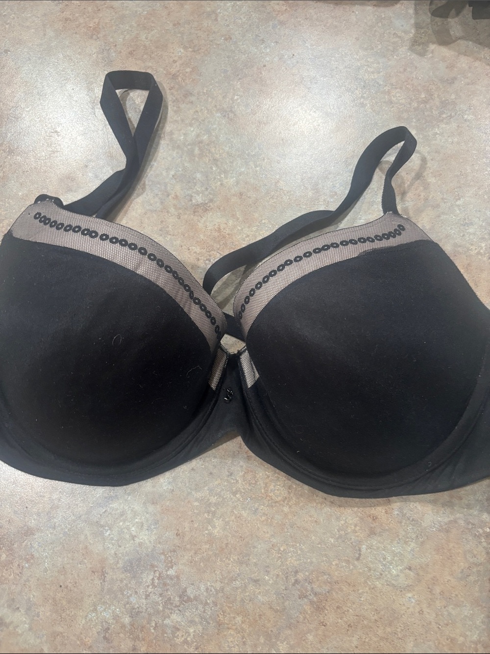 Victoria's Secret Black Padded Bra with Sheer Dot Trim